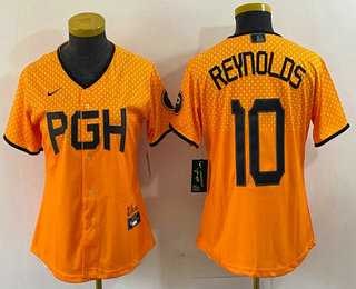 Women%27s Pittsburgh Pirates #10 Bryan Reynolds Yellowd 2023 City Connect Stitched Jersey